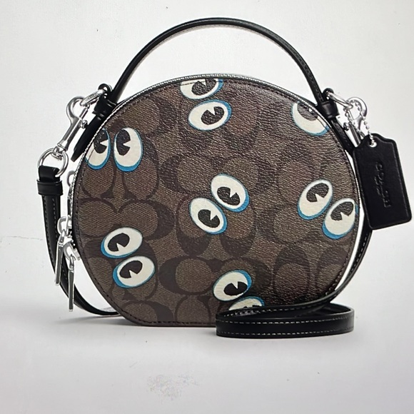 👀 COACH CANTEEN CROSSBODY IN SIGNATURE CANVAS WITH HALLOWEN EYES 👀 NWT 👀 - Picture 2 of 16